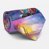 PENDRAGON中世の騎士、夕日の湖、ファンタジー ネクタイ (ロール)