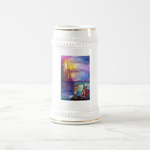 PENDRAGON中世の騎士、夕日の湖、ファンタジー ビールジョッキ