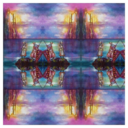 PENDRAGON中世の騎士、夕日の湖、ファンタジー ファブリック (見本)