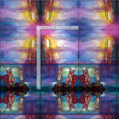 PENDRAGON中世の騎士、夕日の湖、ファンタジー ファブリック (タイル)