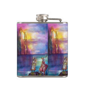 PENDRAGON中世の騎士、夕日の湖、ファンタジー フラスク (裏面)