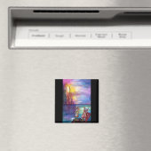 PENDRAGON中世の騎士、夕日の湖、ファンタジー マグネット (インサイチュ (食洗機))