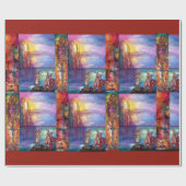 PENDRAGON中世の騎士、夕日の湖、ファンタジー ラッピングペーパー (フラット)