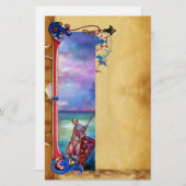 PENDRAGON中世の騎士、夕日の湖、ファンタジー 便箋 (正面/裏面)