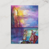 PENDRAGON中世の騎士、夕日の湖、ファンタジー 名刺 (裏面)