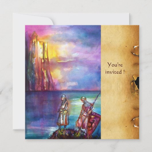 PENDRAGON中世の騎士、湖の夕日、羊飼い 招待状 (正面)