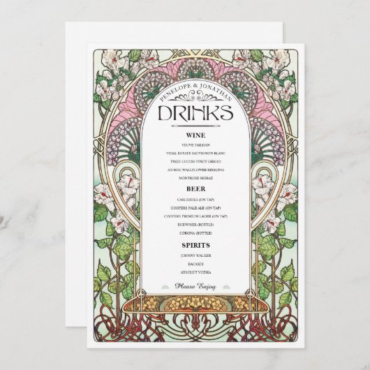 PENELOPE 01 A -'結婚s Drink Menu 2 メニュー (正面/裏面)