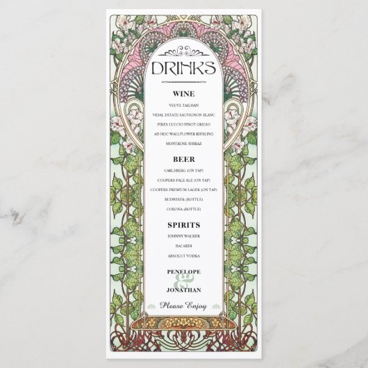 PENELOPE 01 A -'sドリンク結婚メニュー1 メニュー (正面)