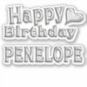 Penelope Happy Birthday silver Aufkleber Sticker シール (正面)