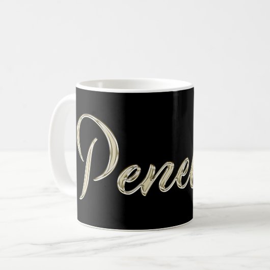 Penelope white gold Handwriting Tasse Kaffeetasse コーヒーマグカップ (正面左)