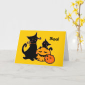 PengiHolidayの黒猫の挨拶状 カード (黄色い花)