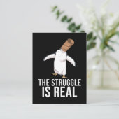 Penguinおもしろいギフト男性の戦い実在 ポストカード (スタンド正面)