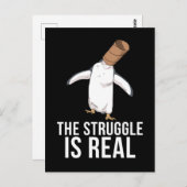 Penguinおもしろいギフト男性の戦い実在 ポストカード (正面/裏面)