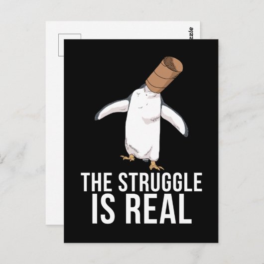 Penguinおもしろいギフト男性の戦い実在 ポストカード (正面/裏面)