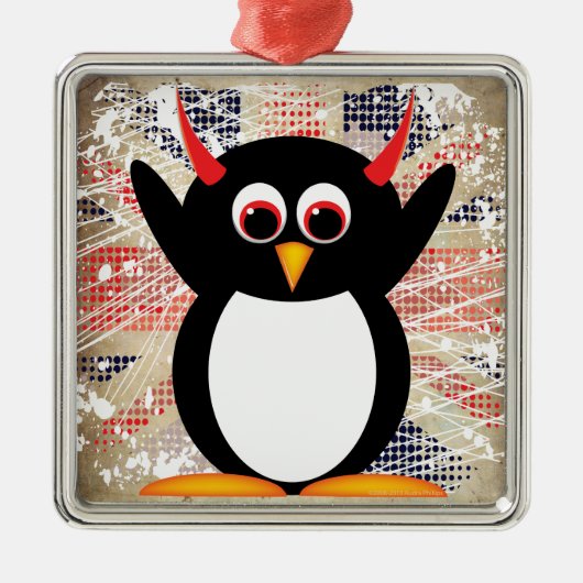 Penguin™の邪悪なオーナメント メタルオーナメント (正面)