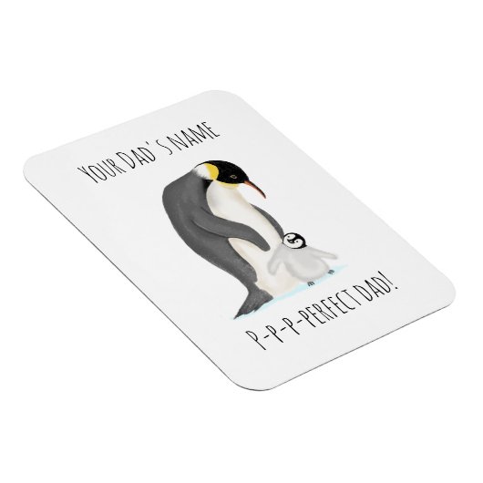 Penguin and chick 'perfect dad' magnet マグネット (右側)