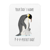 Penguin and chick 'perfect dad' magnet マグネット (縦)