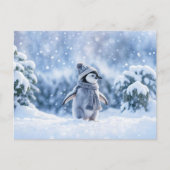 Penguin and Scarf Hat Cute Christmas Holiday シーズンポストカード (正面)