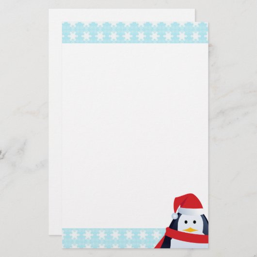 Penguin and Snowflakes 便箋 (正面/裏面)