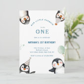 Penguin Animal Winter Onederland 1st birthday 招待状 (スタンド正面)