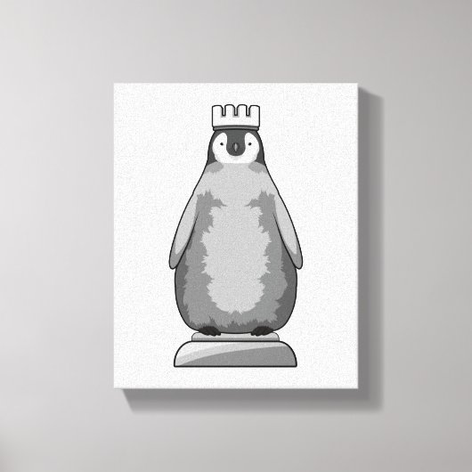 Penguin as Chess piece King キャンバスプリント (正面)