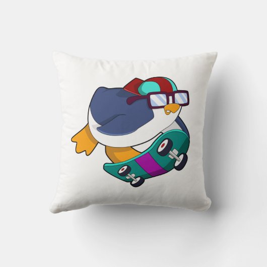 Penguin as Skater with Skateboard クッション (裏面)
