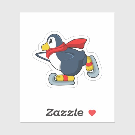 Penguin at Iceスケートで滑るwith Ice skates.PNG シール (シート)
