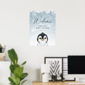 Penguin Baby Shower Welcome Sign ポスター (ホームオフィス)