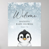 Penguin Baby Shower Welcome Sign ポスター (正面)