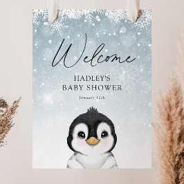 Penguin Baby Shower Welcome Sign ポスター