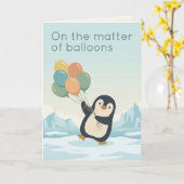 Penguin Balloon Birthday | Dry Humour Birthday カード (黄色い花)