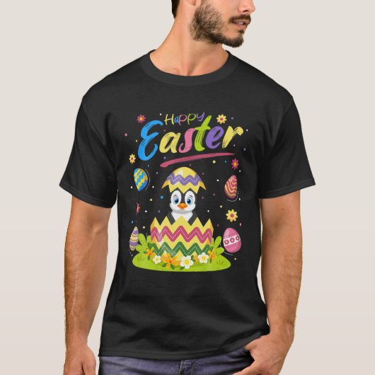 Penguin Bird Lover Funny Easter Egg Penguin Happy Tシャツ (正面)
