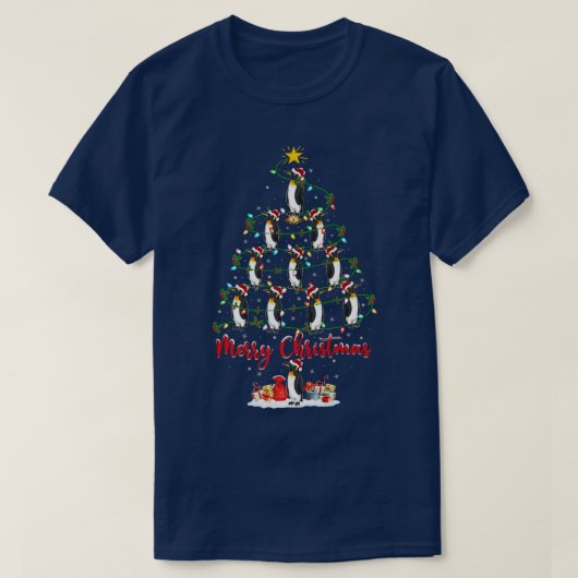 Penguin Bird Lover Matching Santa Penguin Christma Tシャツ (デザイン正面)