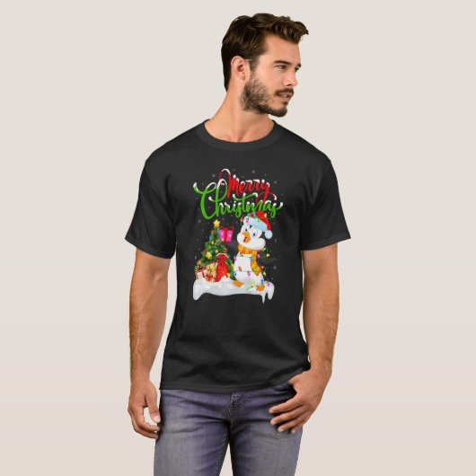 Penguin Bird  Xmas Decorations Santa Penguin Chris Tシャツ (正面フル)