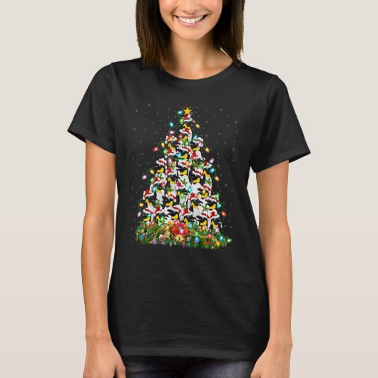 Penguin Bird   Xmas Lights Santa Penguin Christmas Tシャツ (正面)