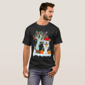 Penguin Bird Xmas Tree Lighting Santa Hat Penguin  Tシャツ (正面フル)