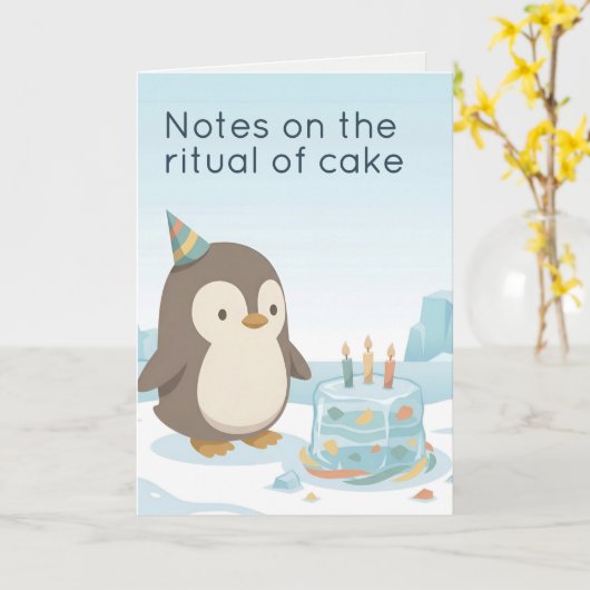 Penguin Birthday | Dry Humour Custom Birthday カード (黄色い花)