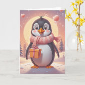 Penguin Birthday Serenade カード (黄色い花)