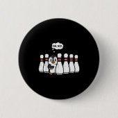 Penguin Bowling Ns Oh No Funny Bowler Player Men W 缶バッジ (正面)