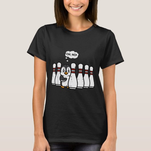 Penguin Bowling Ns Oh No Funny Bowler Player Men W Tシャツ (正面)