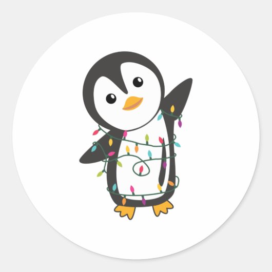 Penguin Christmas Snow Winter Animals Penguins ラウンドシール (正面)