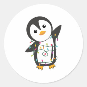 Penguin Christmas Snow Winter Animals Penguins ラウンドシール