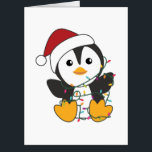 Penguin Christmas Snow Winter Animals Penguins Adu カード<br><div class="desc">The penguin for Christmas with fairy lights. Funny animals with gifts and snow for the holidays. Also funny for Christmas in July. Penguins are cute animals and perfect for Christmas.</div>