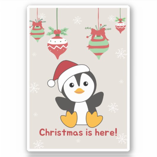 Penguin Christmas Snow Winter Animals Penguins Sti シール (正面)