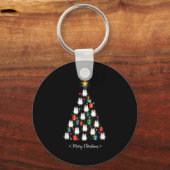 Penguin Christmas Tree Xmas Day Holiday Men & キーホルダー (正面)