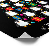 Penguin Christmas Tree Xmas Day Holiday Men &amp;  ポスター (角)