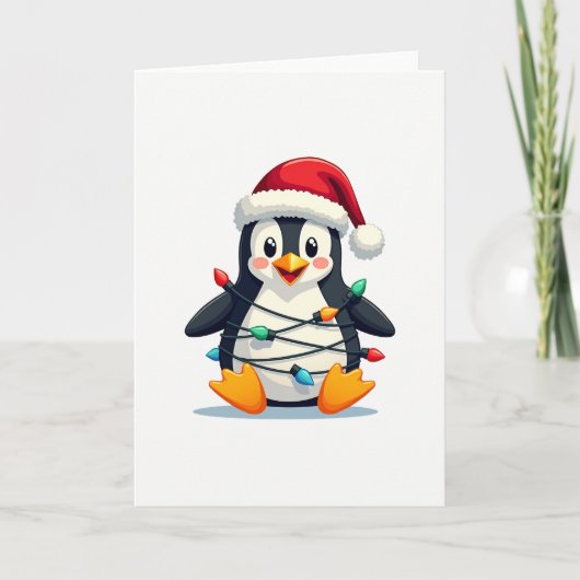 Penguin Christmas Winter Animals Holiday Card カード (正面)