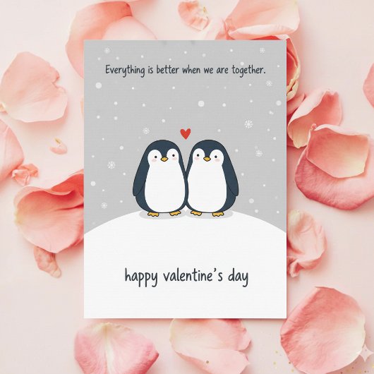Penguin Couple Love Card Cute Valentine Gift Idea シーズンカード