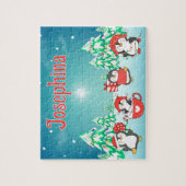 Penguin Custom Christmas Child Name Puzzle ジグソーパズル (縦)