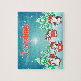 Penguin Custom Christmas Child Name Puzzle  ジグソーパズル